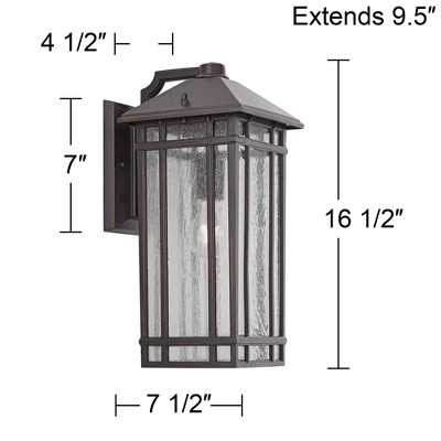 Bronze 19" Arts and Crafts Outdoor Wall Light with Seedy Glass