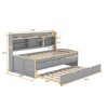 Twin/Full Size Wooden Captain Bed with Built-in Bookshelves,Three Storage Drawers and Trundle - ModernLuxe - 3 of 4