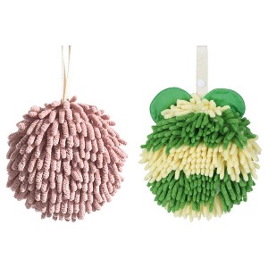 REGALWOVEN 2 Pcs Cute Soft Absorbent Chenille Ball Fuzzy Hand Towel - 1 of 4