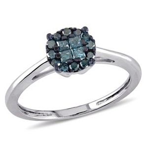 EVERLY JEWELRY | Sterling Silver 1/4 Carat Blue Diamond Ring w/Blue Rhodium Fashion Ring - 1 of 3