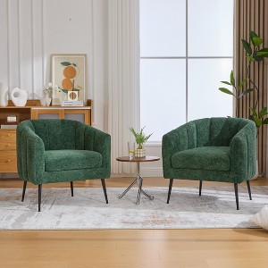 Aortzio Tufted Upholstered Barrel Chair With Metal Legs(Set Of 2) - 1 of 4