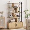 Jojoka 5-Tier Rattan Bookshelf with Storage Cabinet & Door – 71.1" Tall Industrial Bookcase with Metal Frame, Open Display Shelves - 4 of 4