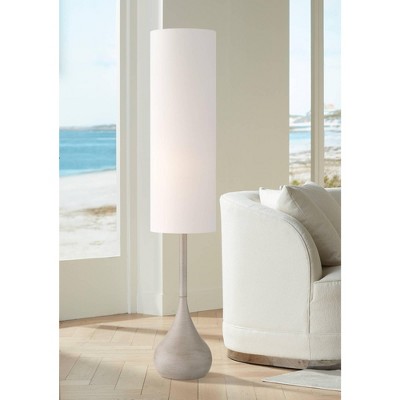 Natural Gray Metal Mid Century Modern Floor Lamp with White Cotton Shade