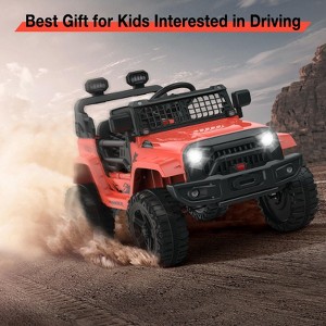 Jojoka 12V Kids Ride-On Truck w/Remote - 3 Speeds (Max 2.5MPH), Dual Motors, LED Lights, Music (Ages 3-8, 61lbs) - 1 of 4