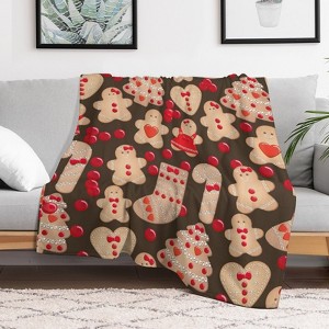 Gingerbread Cookies Christmas Christmas Throw Blanket Soft Fleece Christmas Blanket Cozy Flannel Throw for Couch Bed 60x80 inches - 1 of 1