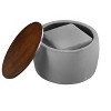 CAVINAS Storage Ottoman Set of 2, Wooden Round Coffee Table with Reversible Lid and Square Footstool, Shoe Bench for Living Room, Bedroom - 3 of 4
