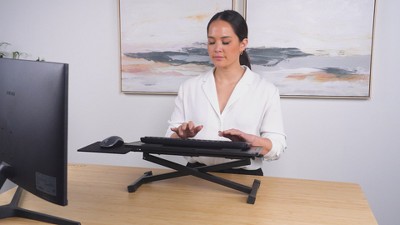 Adjustable Black Metal Ergonomic Keyboard Stand with Mouse Pad