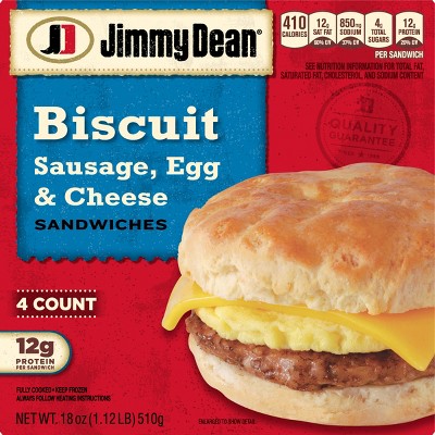 Image of Jimmy Dean Sausage Egg & Cheese Frozen Biscuit Sandwiches - 18.4oz/4ct