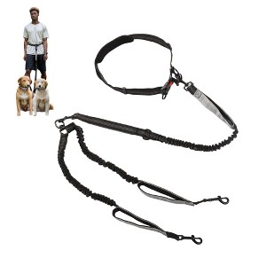 Unique Bargains Hands Free Dog Leash for Two Large Dog Up to 330 Ib 6.6-7.6FT Long Black Gray 1 Pc - 1 of 4