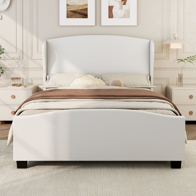 CAVINAS King/Queen/Full Size Linen Upholstered Platform Bed Frame with High Headboard Wingback,No Box Spring Needed
