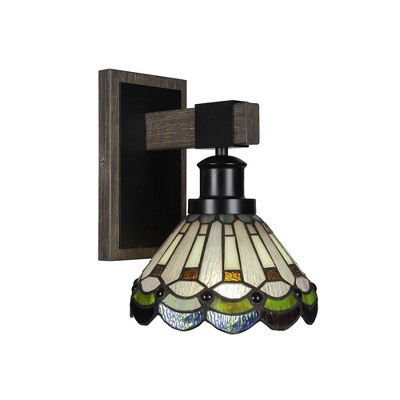Toltec Lighting Tacoma 1 - Light Sconce in  Black/Painted Wood with 7" Cyprus Art Glass Shade