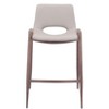 Zuo Modern Desi Counter Stool, Set Of 2, 35.6 Inch High Beige Faux Leather Seat With Walnut Finish Steel Frame - 3 of 4