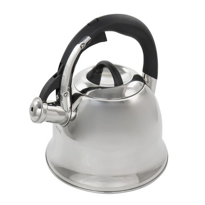 Mr. Coffee 3 qt. 12 Cups Stainless Steel Whistling Tea Kettle with Stay Cool Handle in Black