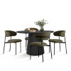 5-Piece Modern Dining Set for 4 ,Black Wood Round Dining Table & Armless Upholstered Linen Dining Chairs for Dining Room-Tanpinhause - 2 of 4