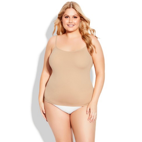Women's Plus Size Strappy Seamless Cami - Natural