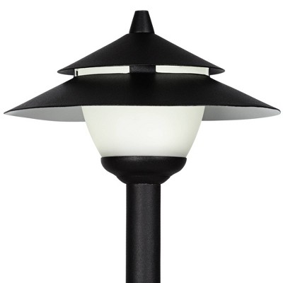 Black LED Pagoda Pathway Light with Frosted Glass