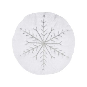 O Christmas Round Metalic Snowflake Pillow R16 - 1 of 4
