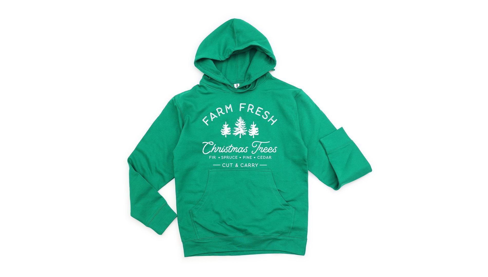 Simply Sage Market Women's Graphic Hoodie Farm Fresh Christmas Trees - XL - Grass