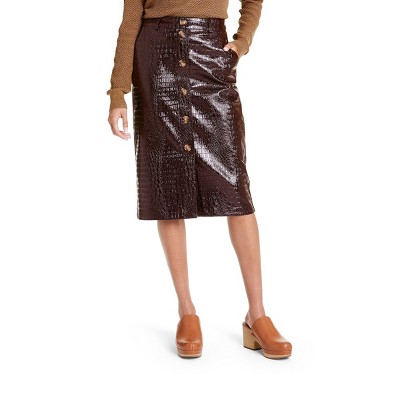 Women's Faux Leather Textured Pencil Skirt - Rachel Comey x Target Brown 0
