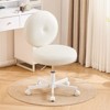 Furniliving Modern Velvet Vanity Chair with Casters, Armless Make Up Chair with Metal Swivel Base, for Dressing/Bedoom/Living Room - 2 of 4