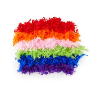 Zink Colorful Feather Boa Pack - 6 Fluffy Feather Boas for Dress-Up, Party Favors, Photo Booths - 1 of 4