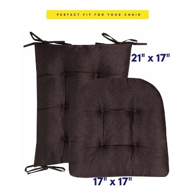 Rocking Chair Cushion 2 Piece Tufted Non Slip Set of Upper and Lower Cushions, Brown