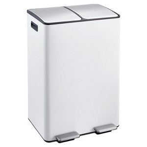 60 L Stainless Steel Double Garbage Can with Removable Inner Buckets & 2 Lids for Kitchen Living Room Office - 1 of 4