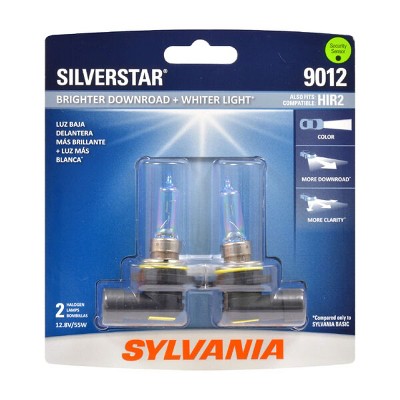 Sylvania 9012ST.BP2 High Performance SilverStar 9012 Halogen Headlight Bulbs with Alloy Coating, White (2 Pack)