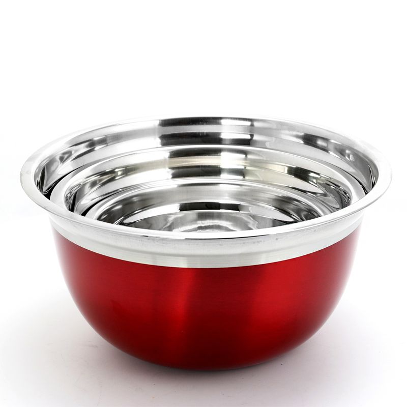 Oster Rosamond 3 Piece Stainless Steel Round Mixing Bowls in Red, 5 of 10