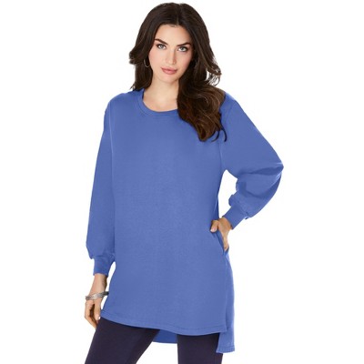 Roaman's Women's Plus Size Blouson Sleeve High Low Sweatshirt