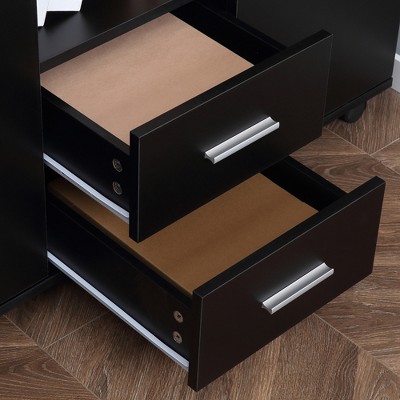 Black Particle Board Multifunction Office Filing Cabinet with Drawers and Shelves