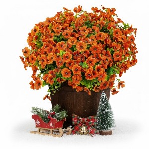 Winter Faux Outdoor Plants - 16 Bundles UV Resistant, No Fade Plastic Filler for Christmas & Holiday Porch Decor - 1 of 4