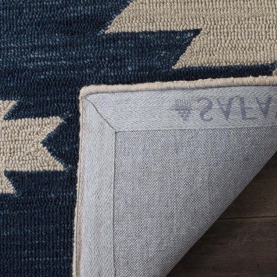 Ivory and Multicolor Geometric Wool Area Rug, 5' x 8'