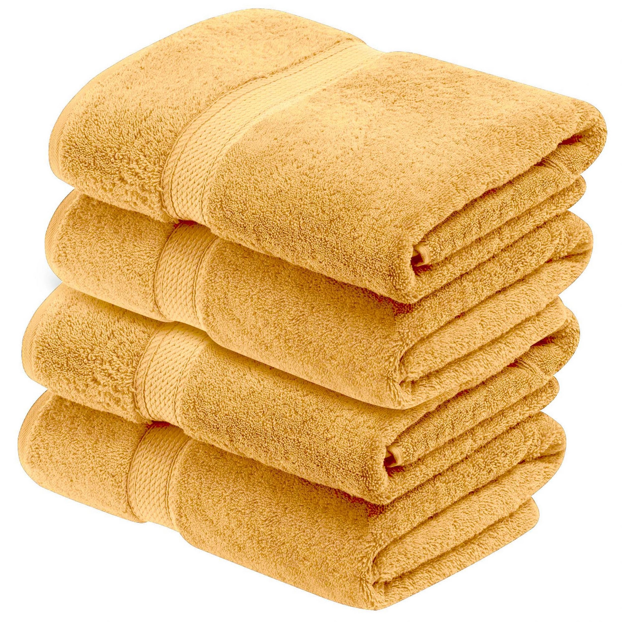 Luxury Egyptian Cotton Heavyweight Ultra-Plush Bath Towel Set of 4, Gold - Blue Nile Mills