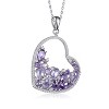 Guili Sterling Silver Rhodium Plated Purple Oval and Clear Round Cubic Zirconia Open Heart Necklace, a Bold and Beautiful Expression of Love - 2 of 3