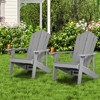 Tangkula 4PCS Adirondack Chair HIPS Adirondack Chair w/Cup Holder Realistic Wood Grain Weather Resistant Outdoor Chair for  380 LBS Weight Capacity Black/Navy/White/Teak/Dark Green/Red/Light Grey/Yellow - 3 of 4