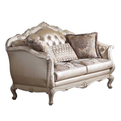 Acme Furniture Chantelle Sofa Rose Gold Synthetic Leather/Pearl White