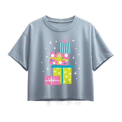 Girls' - Instant Message - Colorful Presents Short Sleeve Boxy Graphic T-Shirt