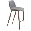 Zuo Modern Magnus Barstool 43.3" H Slate Gray Faux Leather with Walnut Legs, Modern, Set of 2 - 3 of 4