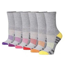 Tipi Toe Womens 6 Pack Gray/Colorburst Toe Patterned Athletic Crew Socks For Women - 1 of 4