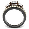 Slickblue Light Black & Coffee Light Stainless Steel Women’s Fashion Ring with Clear CZ, Oblong Design,Two-Tone, 5-10 - 3 of 4