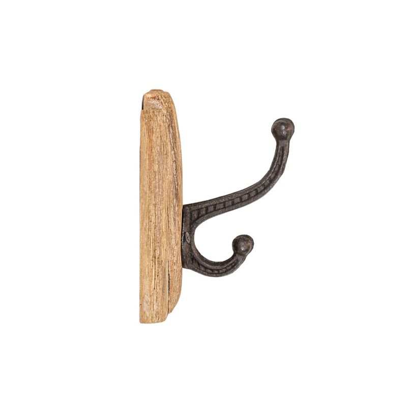 Rustic Wall Hook Natural Wood & Metal by Foreside Home & Garden, 6 of 10