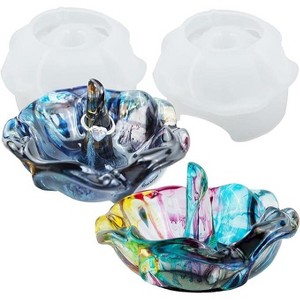 JDICTION 2PCS Flower Bowl Ring Holder Silicone Mold Set For Epoxy Resin Jewelry, DIY Trinket Dish & Home Decor Craft Gift - 1 of 4