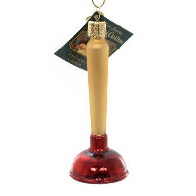 Old World Christmas 4.25 In Toilet Plunger Ornament Plumber Clog Tree Ornaments