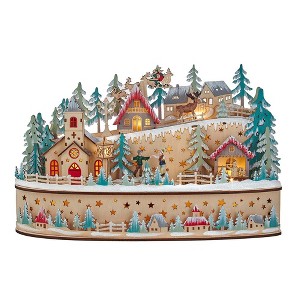 Kurt Adler Kurt Adler 11.2-Inch Battery-Operated Light Up Christmas Village with Santa - 1 of 4