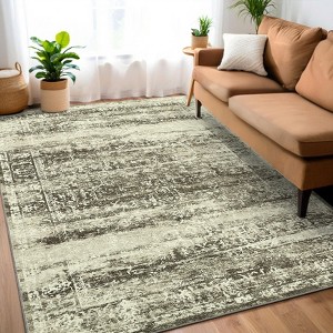 Washable Large Vintage Area Rug for Living Room Non Slip Non-Shedding Distressed Indoor Carpet Ultra Soft Low Pile Throw Rug for Bedroom Dining Room - 1 of 4