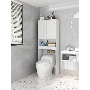 Storage Cabinet Over Toilet With 1 Open Shelf, White - ModernLuxe - 1 of 4