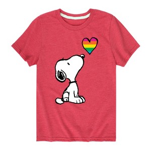 Boys' - Peanuts - Snoopy Rainbow Heart Short Sleeve Graphic T-Shirt - 1 of 4