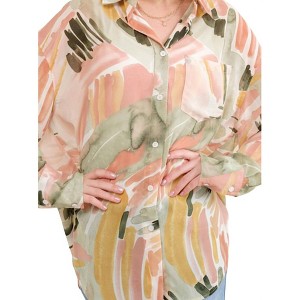 Women's Sheer Printed Loose Fit Blouse - Plus - And The Why - 1 of 3