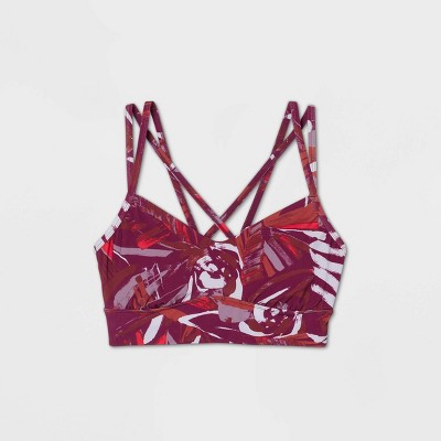 red strappy sports bra